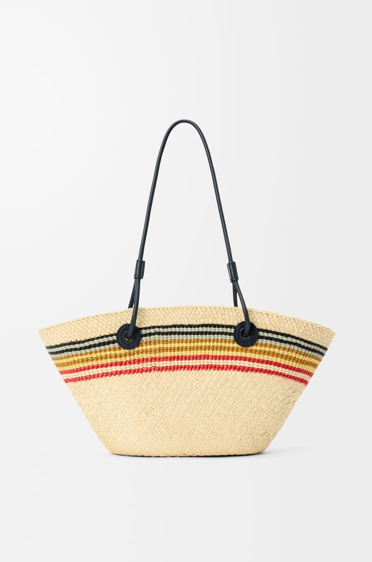 LOEWE Small Anagram basket in iraca palm and calfskin Natural/Multicolor