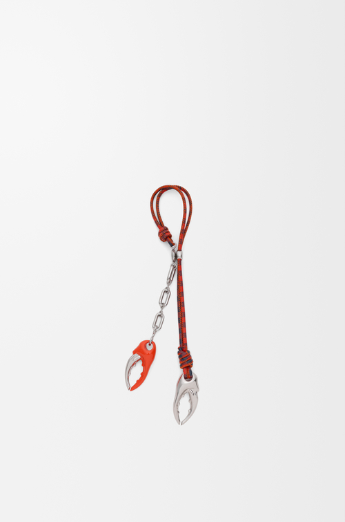 LOEWE Charm de cadena Claw en piel Plateado/Naranja