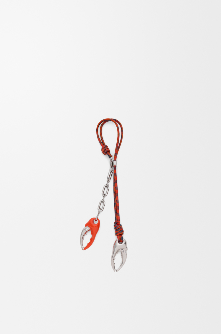 LOEWE Charm de cadena Claw en piel Plateado/Naranja