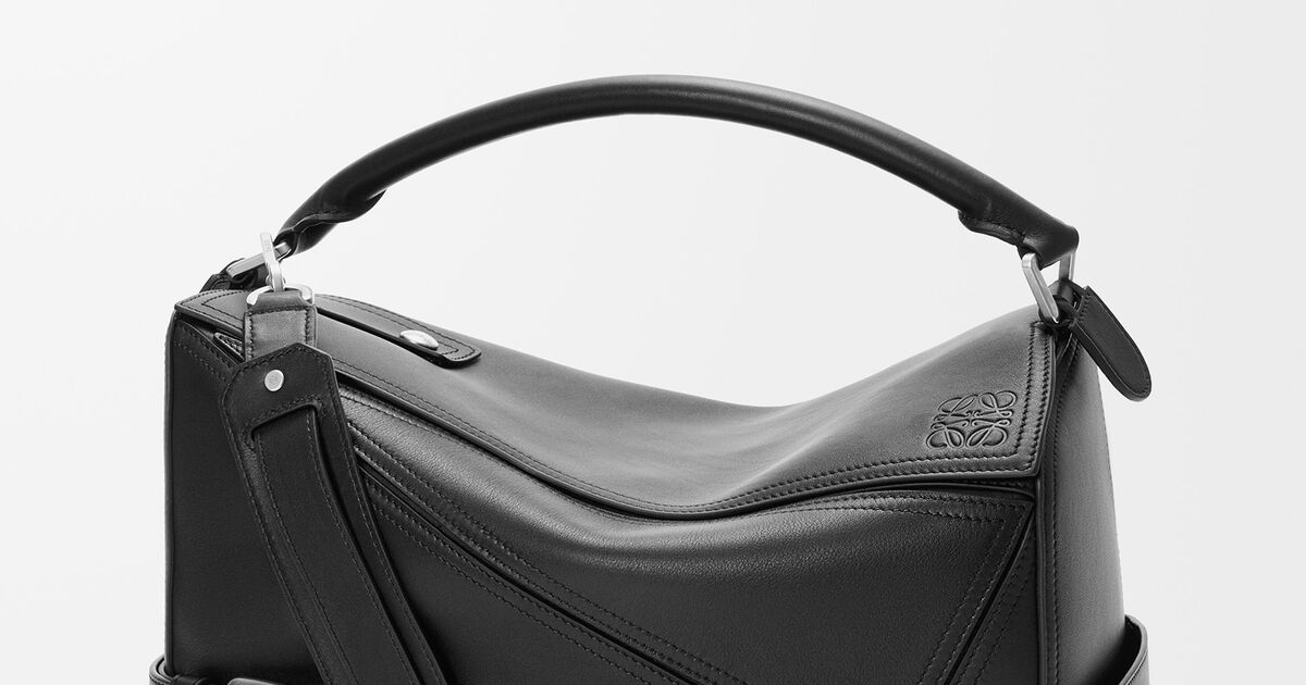 Large Puzzle Biker bag in shiny calfskin Black - LOEWE