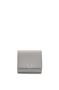 LOEWE Anagram compact flap wallet in pebble grain calfskin Pearl Grey