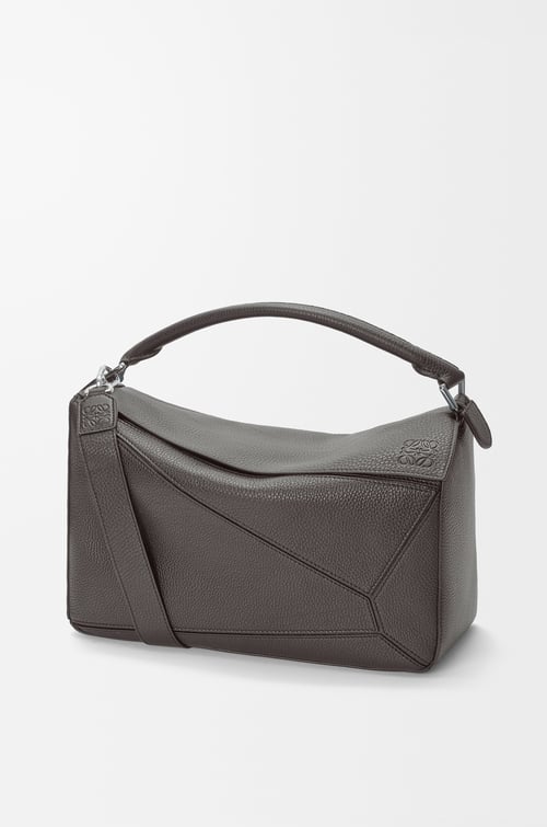 LOEWE Large Puzzle bag in supple grained calfskin Dark Grey