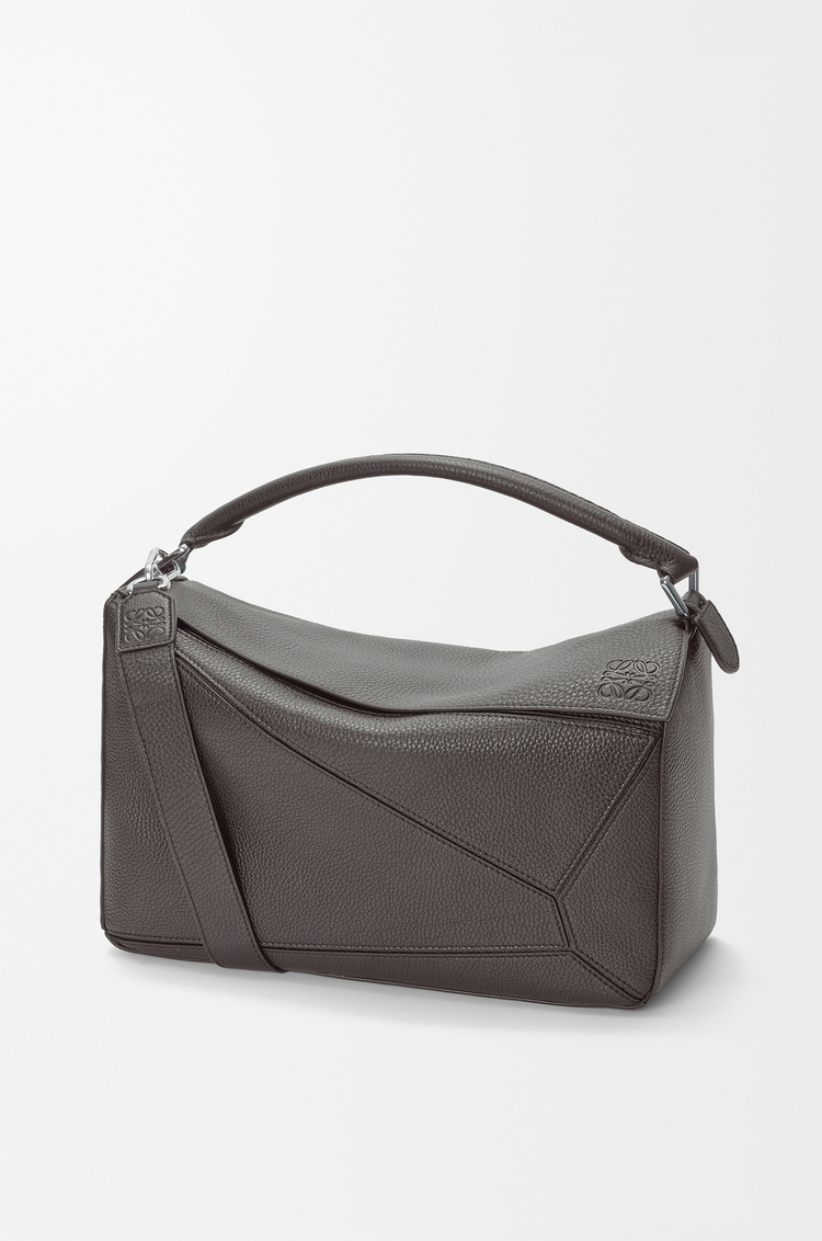 LOEWE Large Puzzle bag in supple grained calfskin Dark Grey