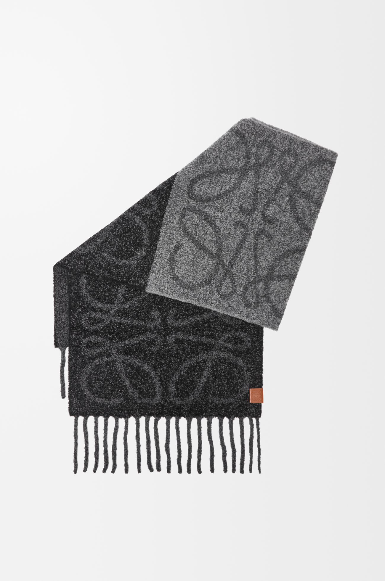 LOEWE Anagram scarf in alpaca and wool Dark Grey/Black