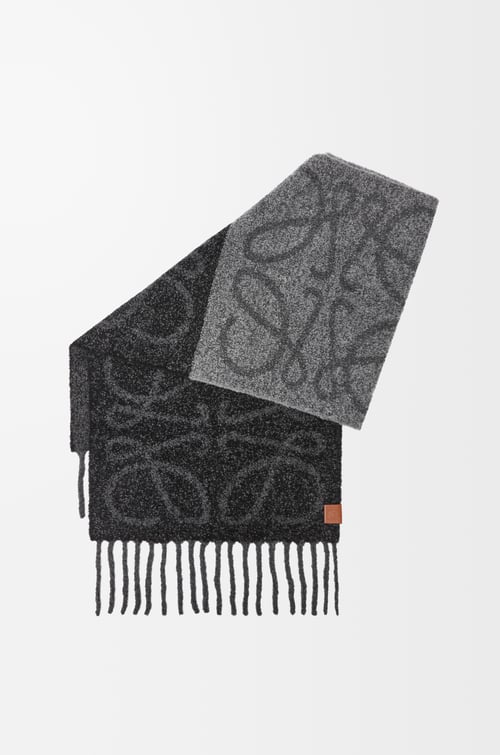 LOEWE Anagram scarf in alpaca and wool Dark Grey/Black plp_rd
