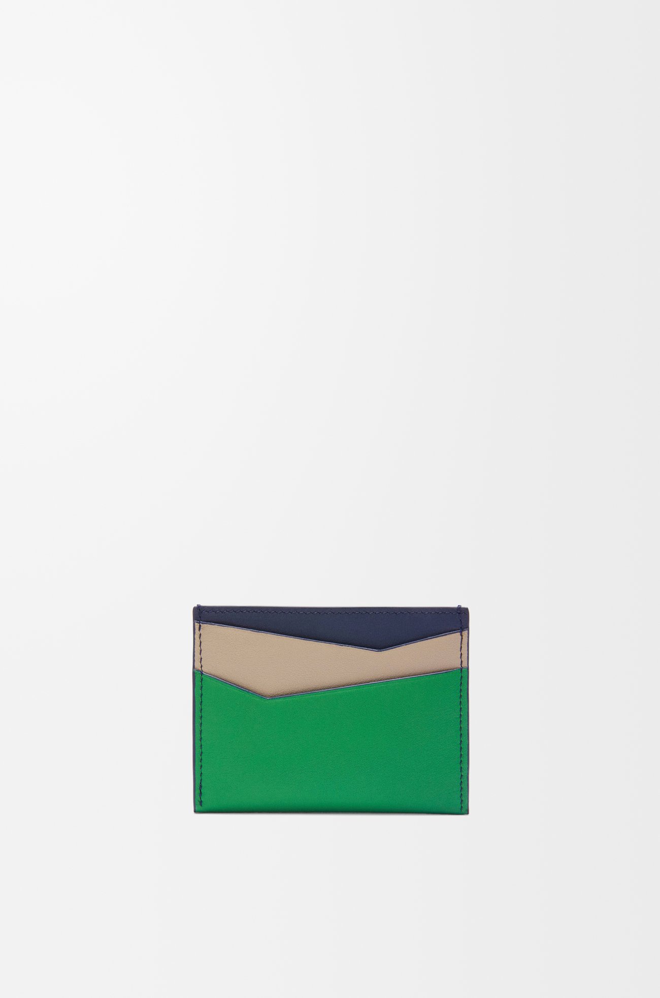 LOEWE Puzzle plain cardholder in classic calfskin Sand/Tropical Green plp_rd