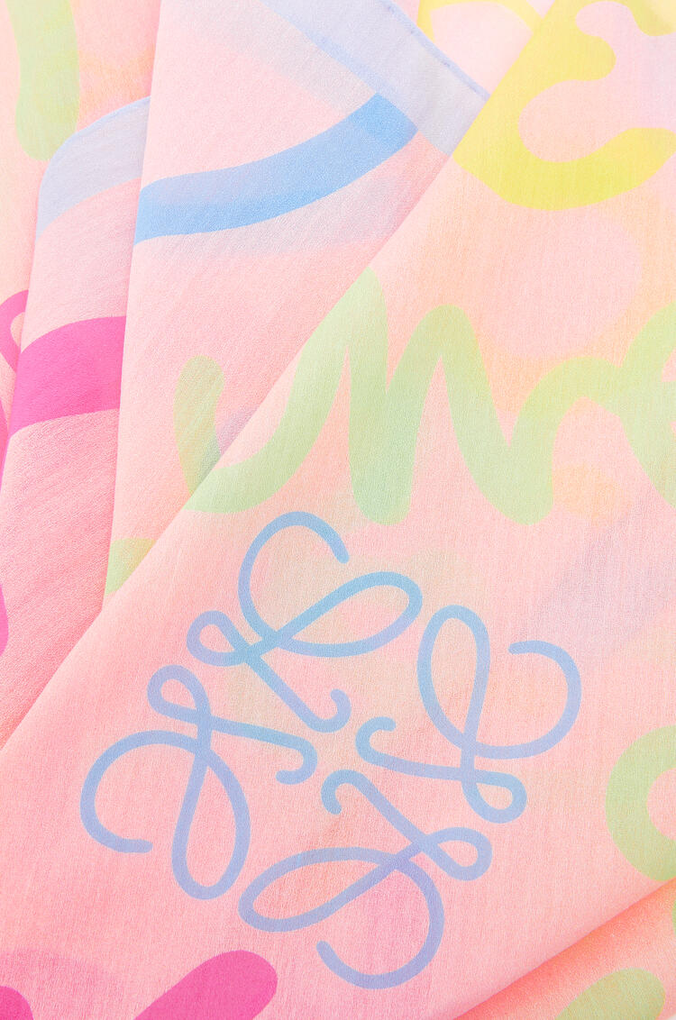 LOEWE ロエベ スカーフ (コットン&シルク) Pink/Multicolor