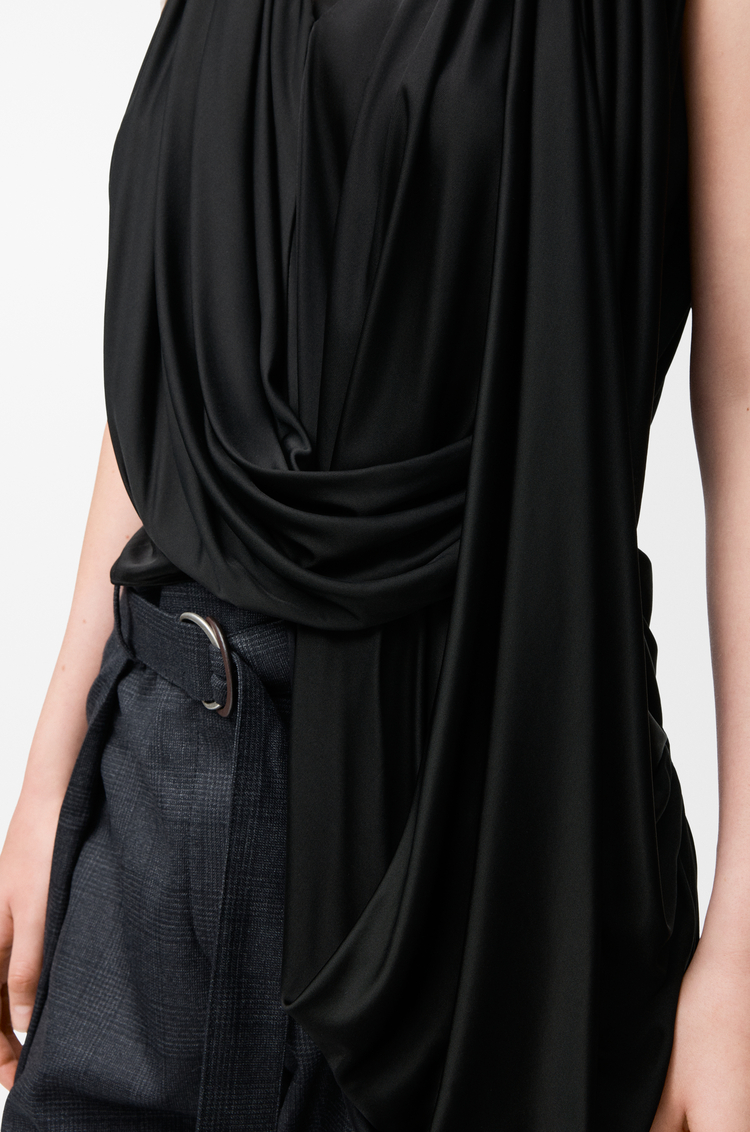 LOEWE Top drapeado en viscosa Negro