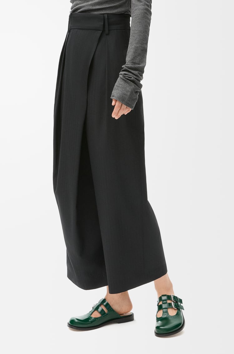 LOEWE Cropped wrap trousers in wool Black