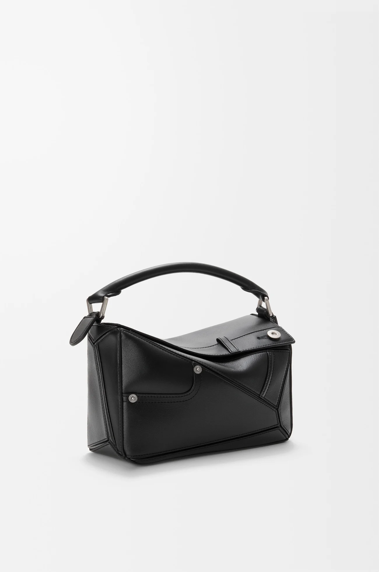 LOEWE 小号亮面牛皮革 Panta Puzzle 手袋 黑色