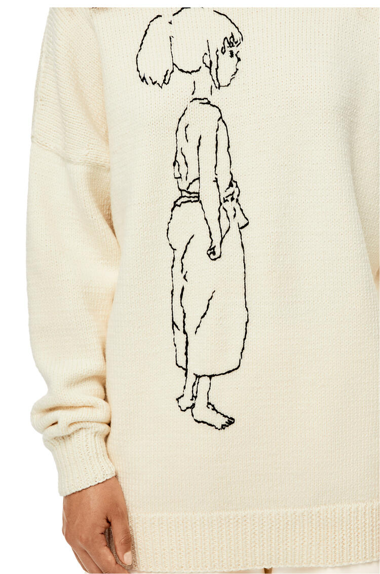 LOEWE Chihiro high neck sweater in wool Soft White pdp_rd