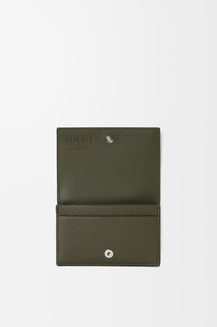 LOEWE 柔软粒面牛皮革名片夹 卡其绿色