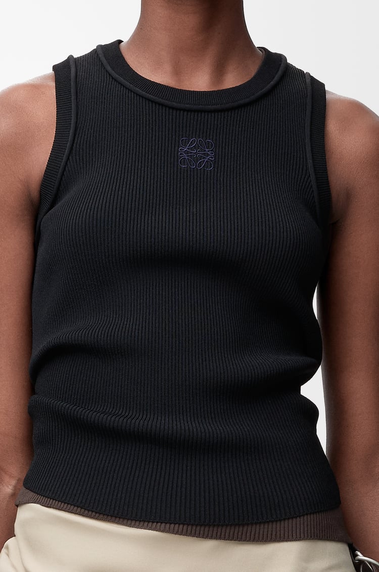 LOEWE Top Anagram sin mangas en viscosa elástica Negro