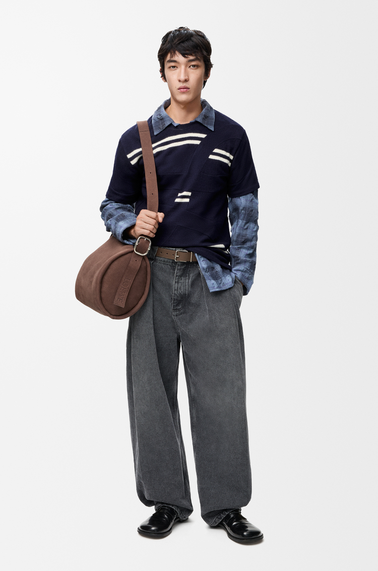 LOEWE Oversized fit T-shirt in wool Navy/White