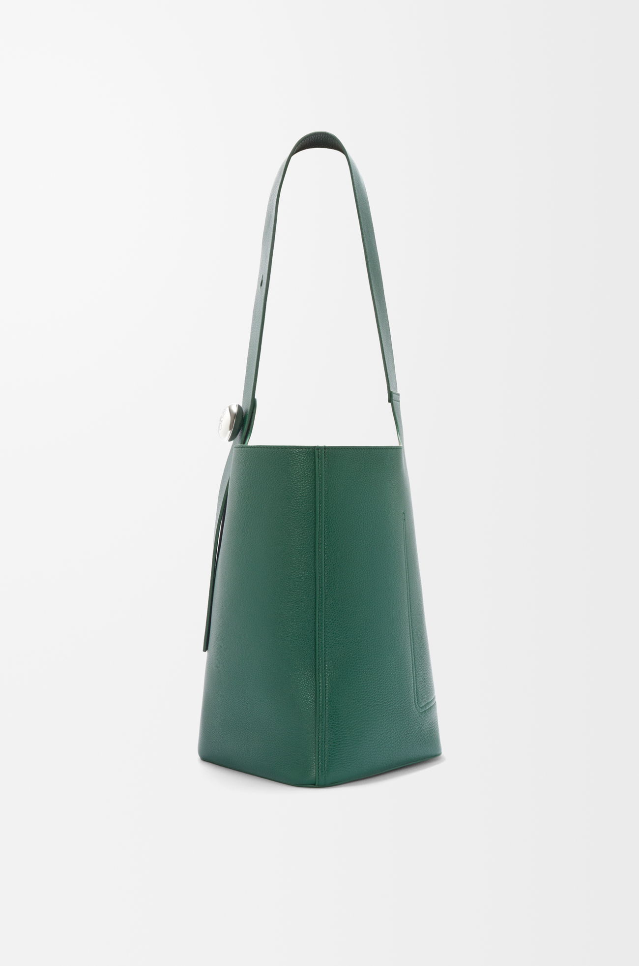 LOEWE Large Pebble bucket in supple grained calfskin Evergreen