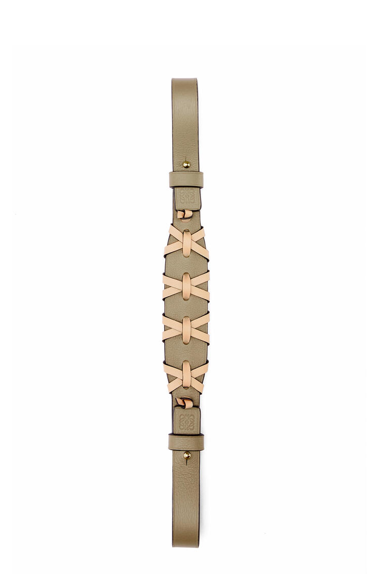 LOEWE Cross braided strap in calfskin Artichoke Green/Dusty Beige