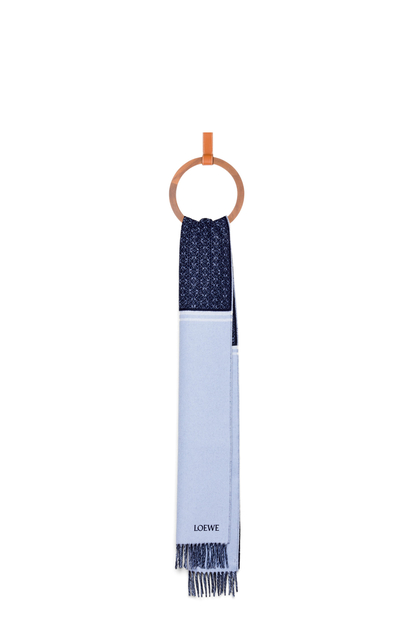 LOEWE Scarf in wool and cashmere Light Blue/Navy Blue