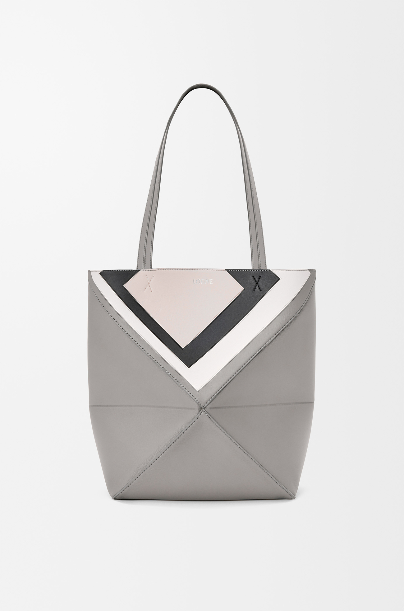 LOEWE Medium Puzzle Fold tote in nappa calfskin Grey/Light Ghost
