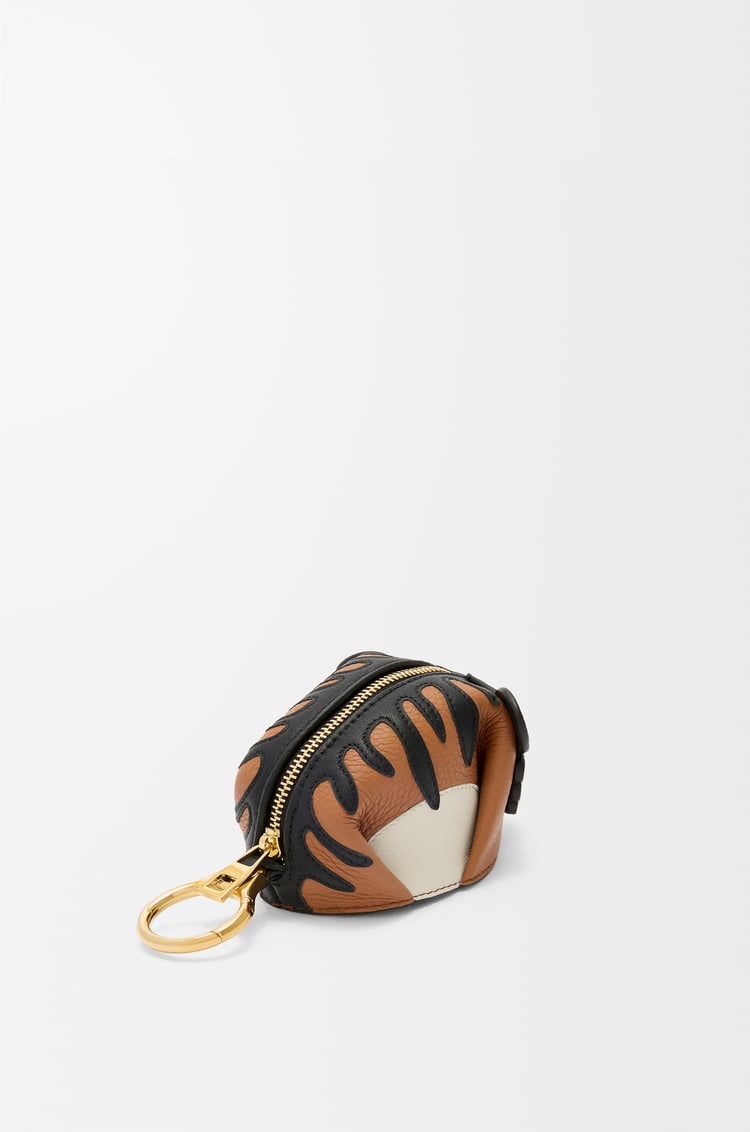LOEWE Tiger coin case charm in classic calfskin Cognac