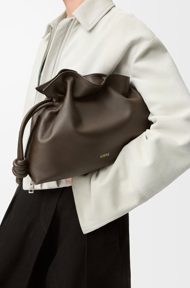 LOEWE Medium Flamenco clutch in nappa calfskin Chocolate