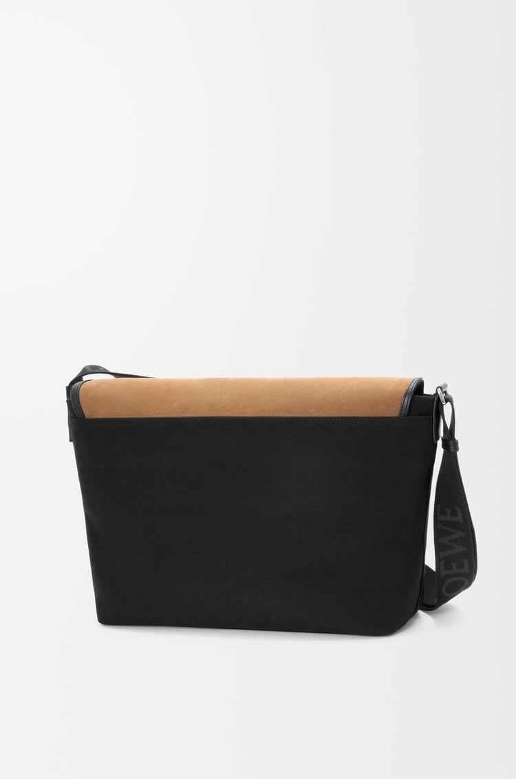LOEWE Medium Flex messenger in canvas and suede Black/Dark Gold