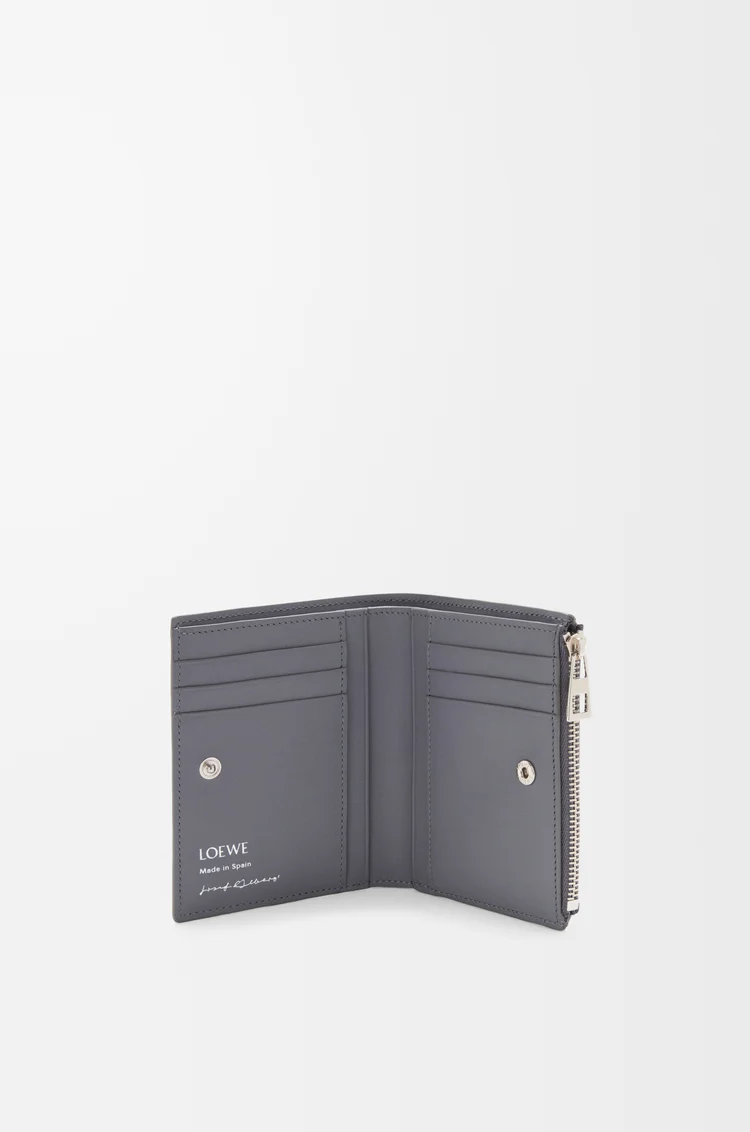LOEWE Schlanke kompakte Brieftasche aus Nappa-Kalbsleder Ardesia/Tiefes Rubinrot