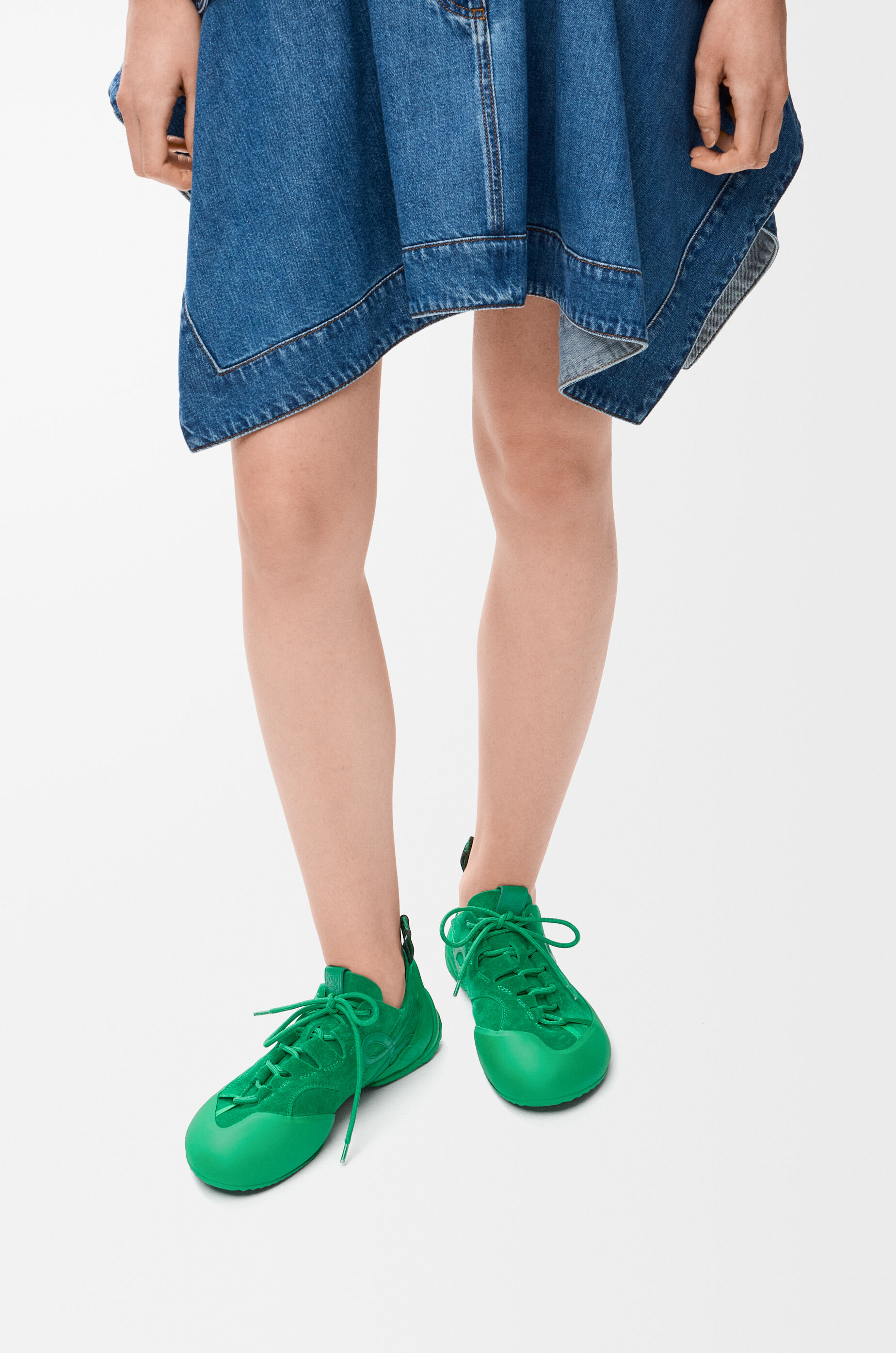 Grip sneaker in calfskin suede Green - LOEWE USA Official Website