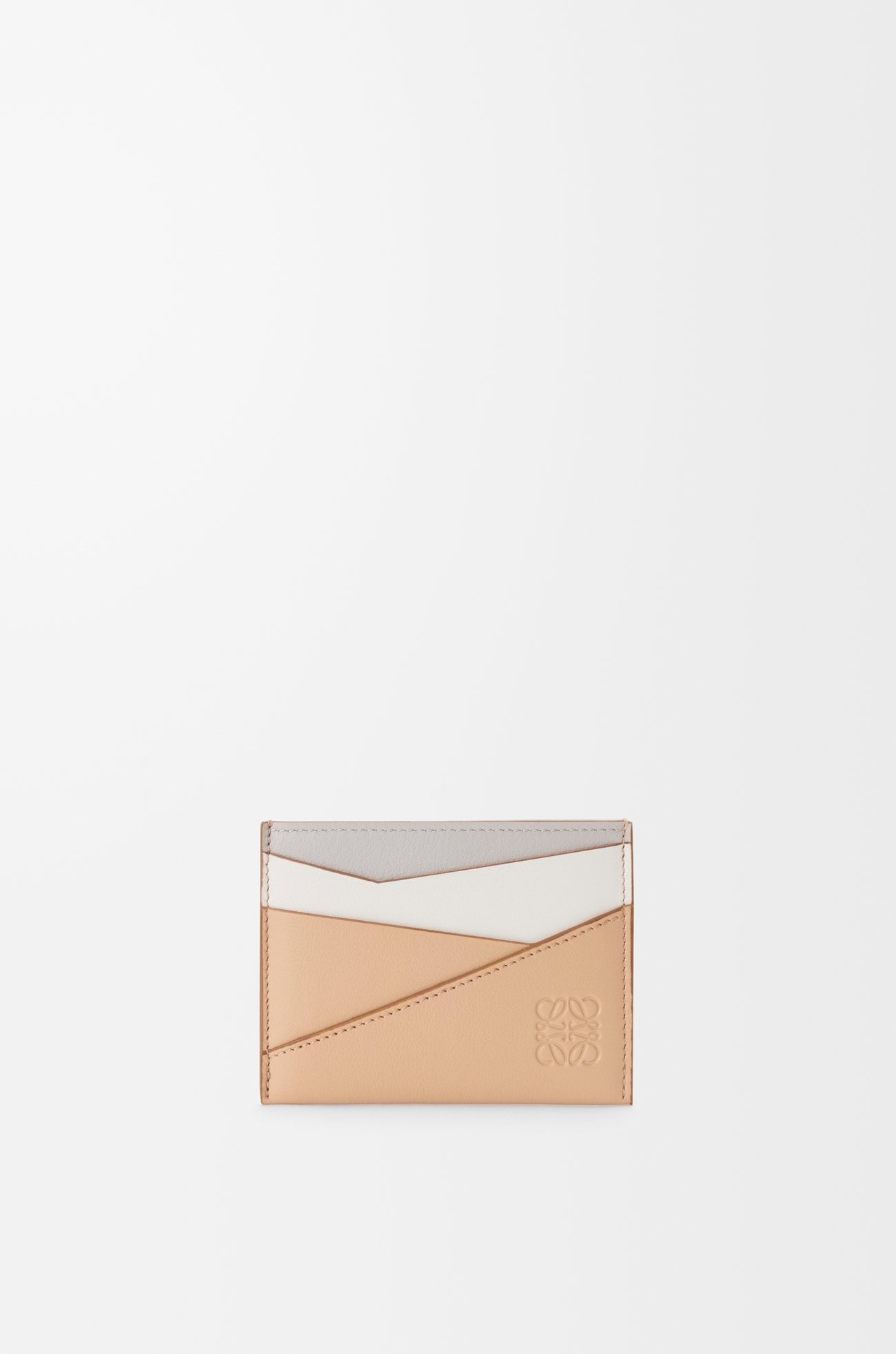 LOEWE Tarjetero Puzzle en piel de ternera Gris Claro/Beige Sedoso