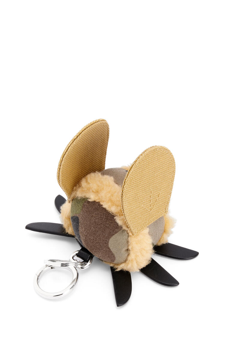 LOEWE Bee charm in upcycled textile and calfskin Khaki Green/Yellow Mango pdp_rd