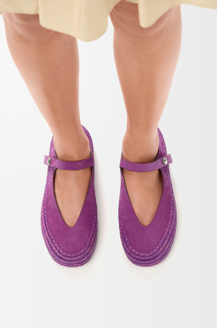 LOEWE リオ メリージェーン（スエード&ラフィア） オーキッド