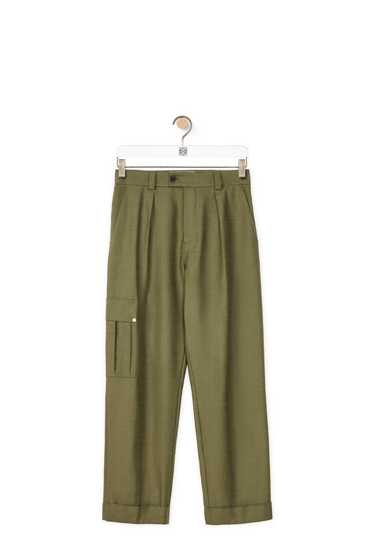 LOEWE Cropped cargo trousers in cotton Military Green pdp_rd