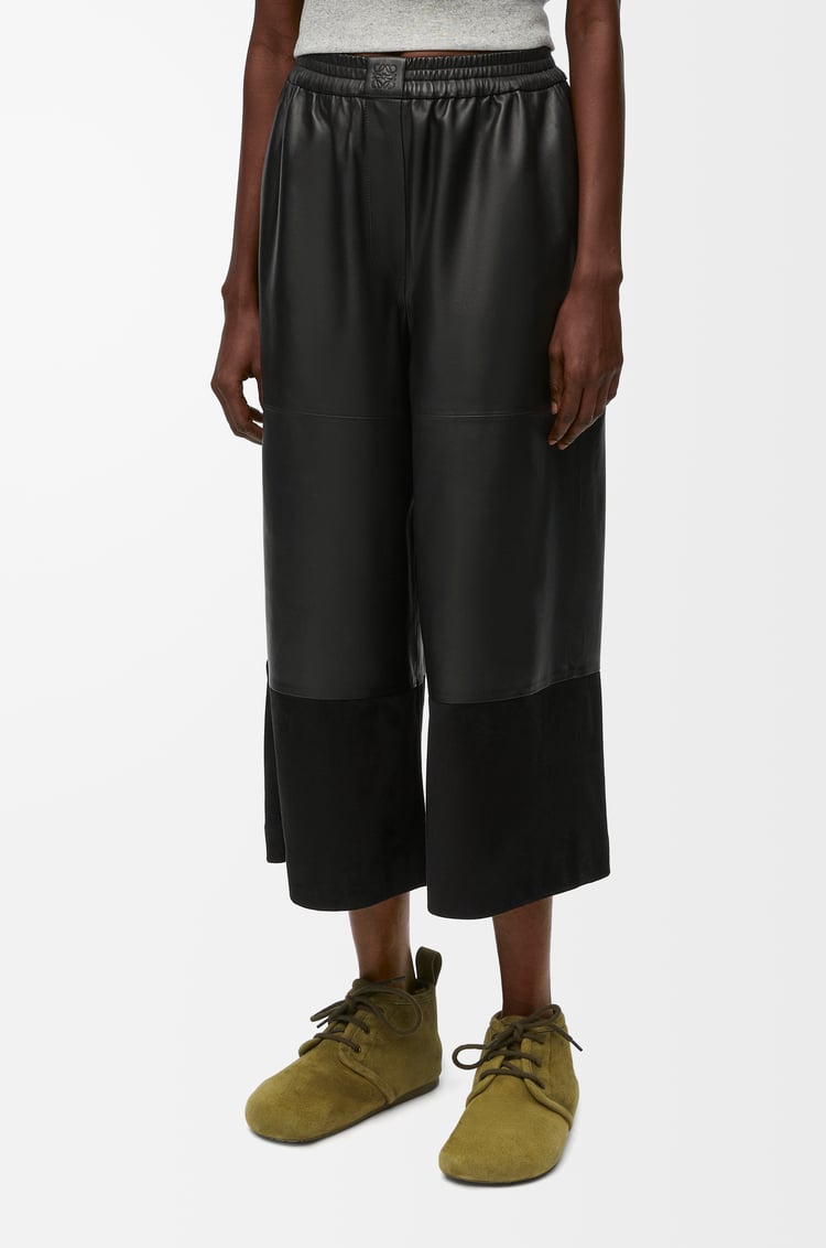 LOEWE Cropped trousers in nappa lambskin and suede goatskin Black