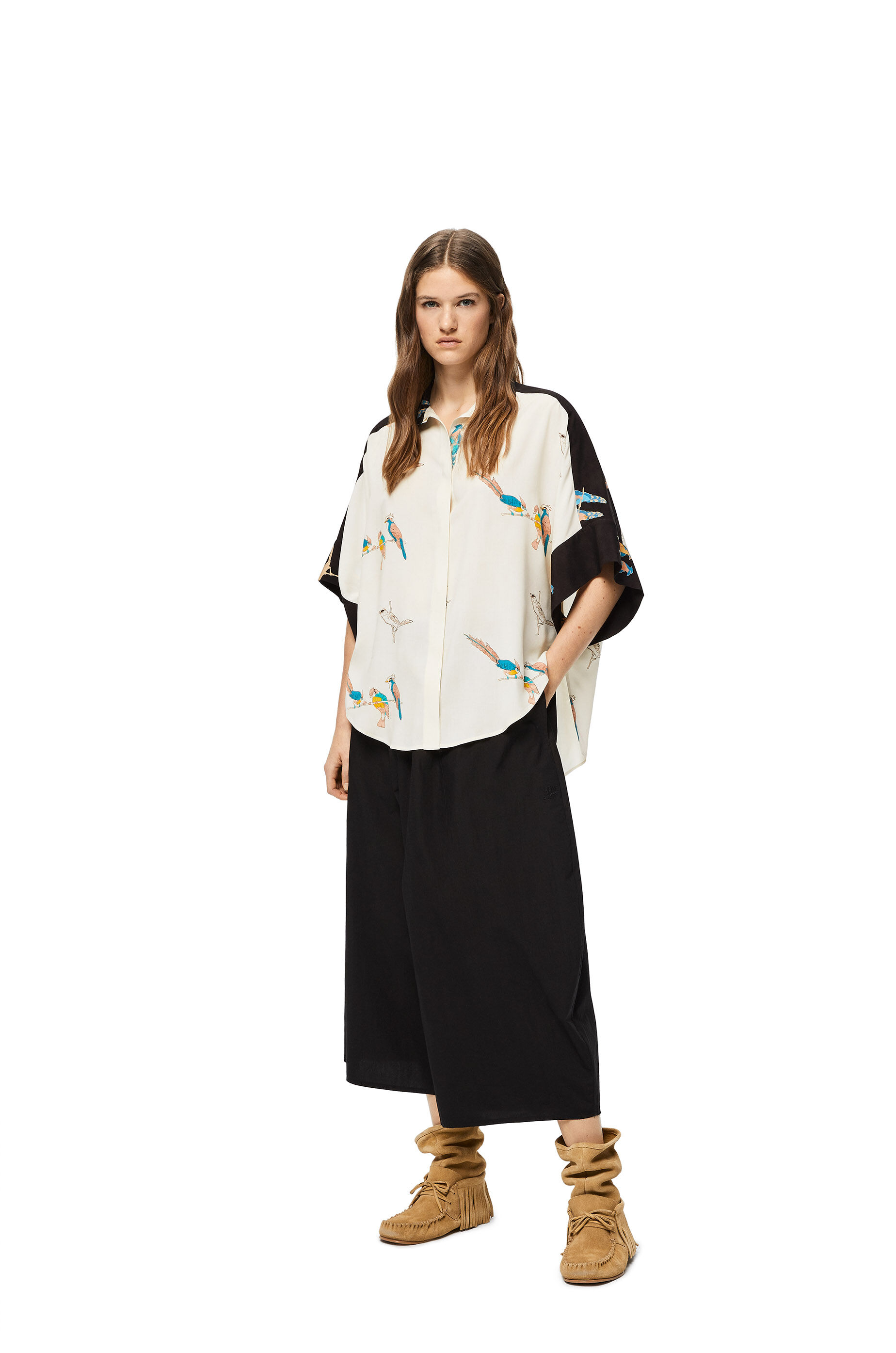 Pantalón cropped elástico en algodón Negro - LOEWE