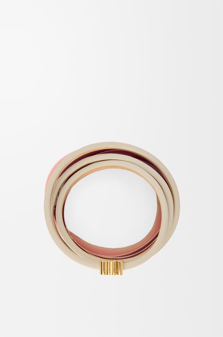 LOEWE Pulsera Double Twist en piel de ternera Gris Claro/Burdeos