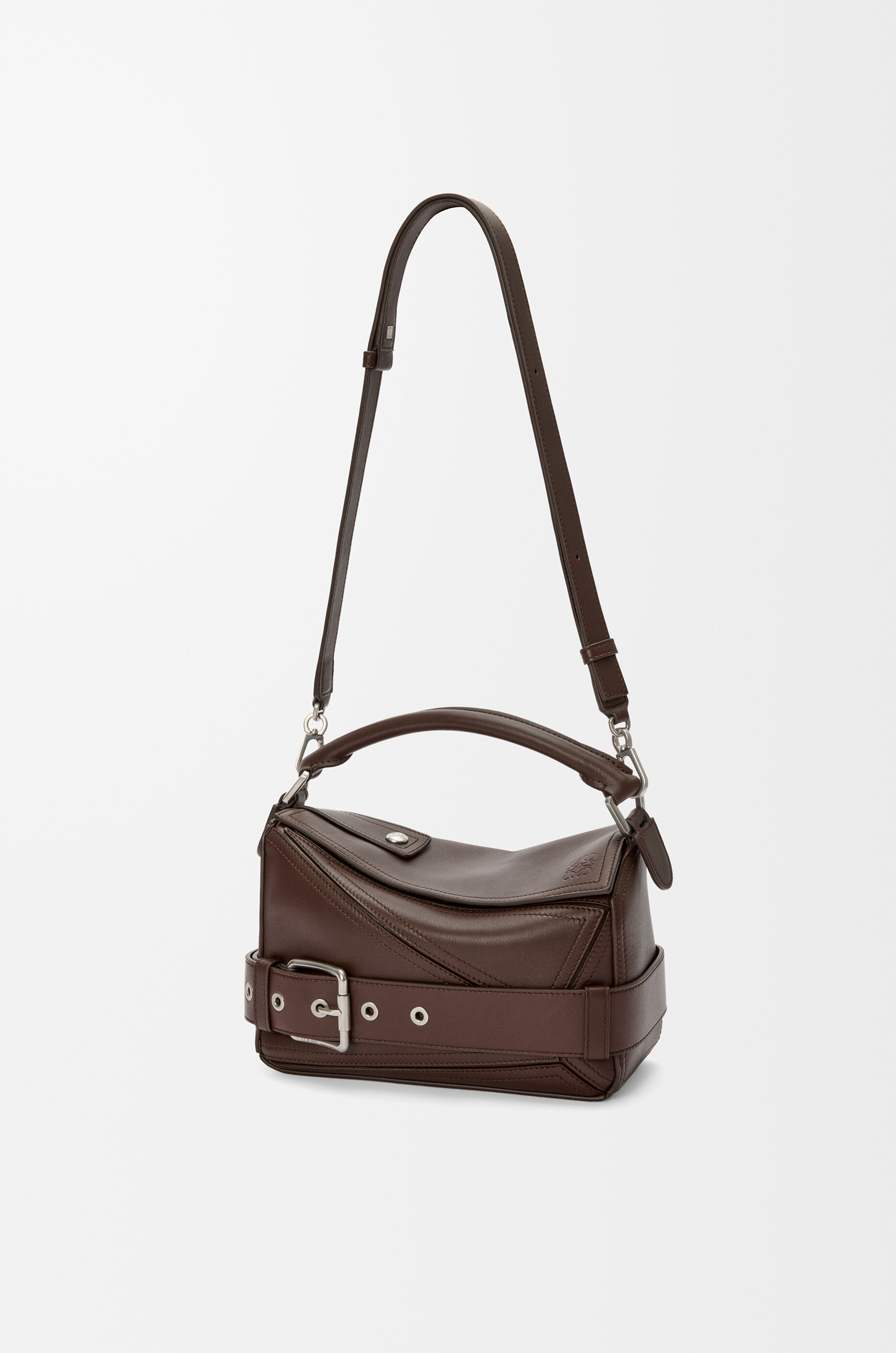 Small Puzzle Biker bag in shiny calfskin Brown - LOEWE