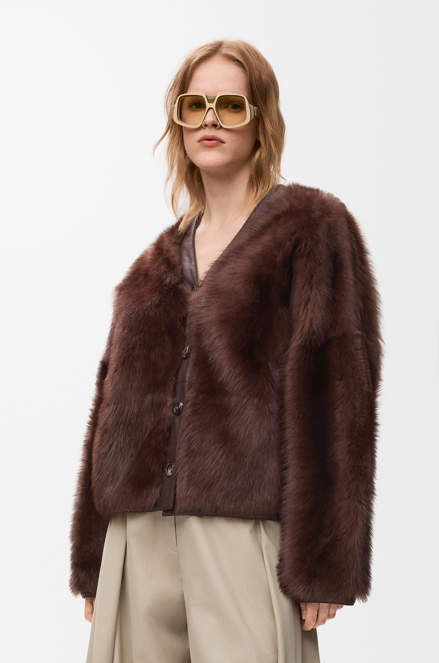 Cardigan in shearling Brown - LOEWE