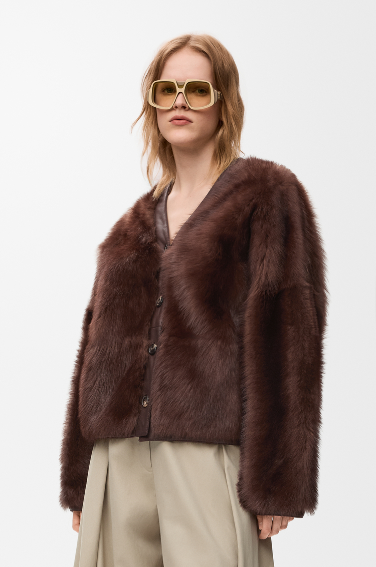 LOEWE Cardigan in shearling Brown