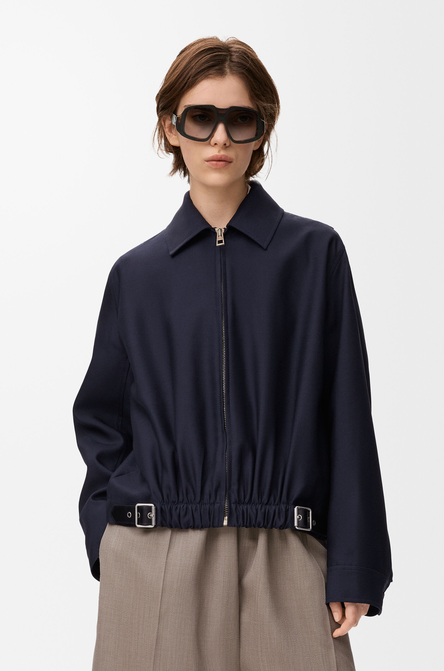 【希少】LOEWE ウール ブルゾン LOEWE(ロエベ) リバーシブルニットブルゾン ブラウン サイズ M