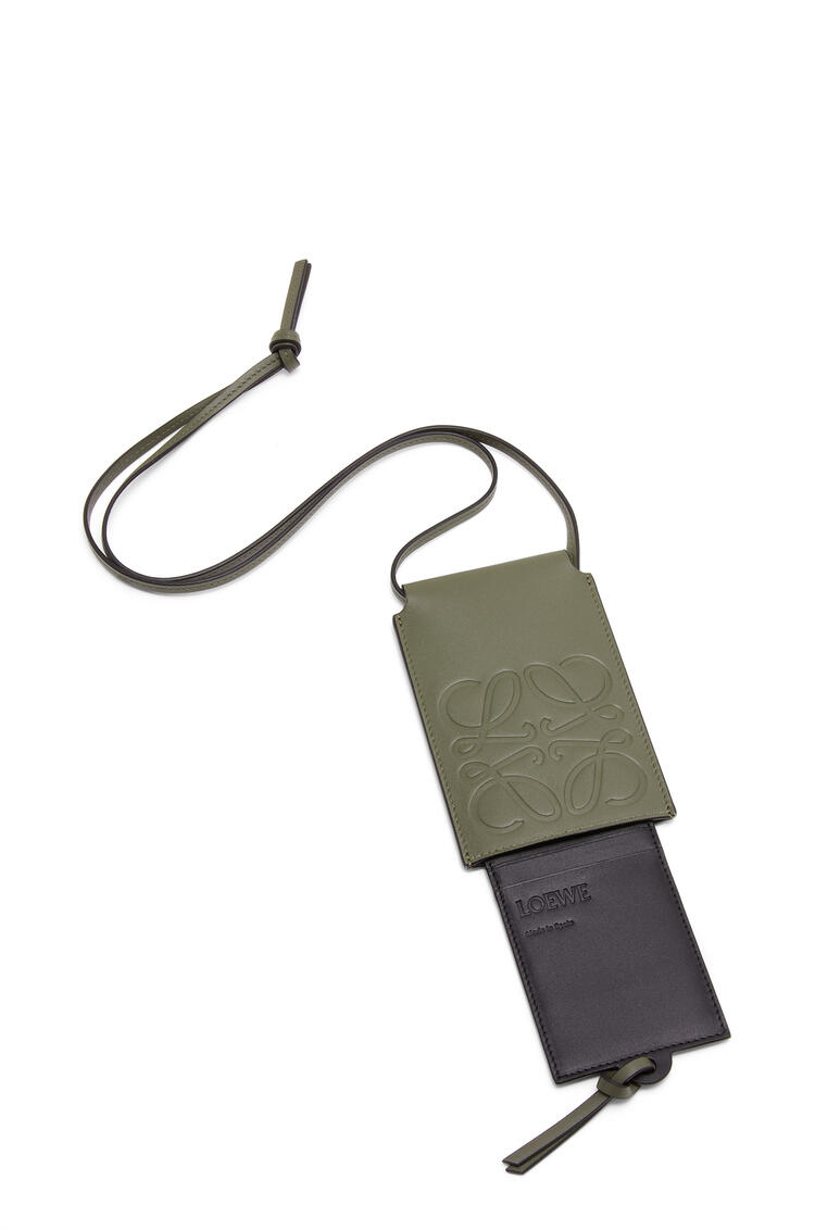 LOEWE Sliding neck cardholder in classic calfskin Khaki Green pdp_rd