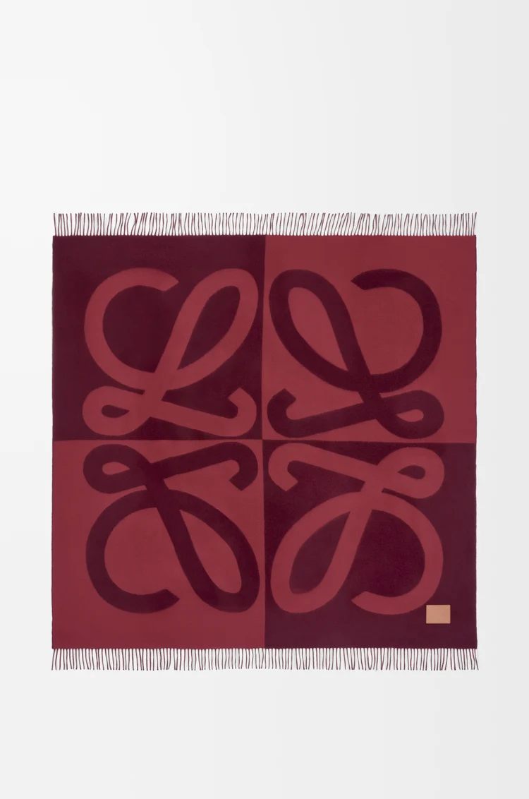 LOEWE Blanket in wool and cashmere Burgundy/Mahogany