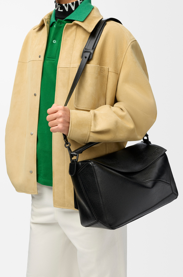 LOEWE Large Puzzle bag in paper calf Black