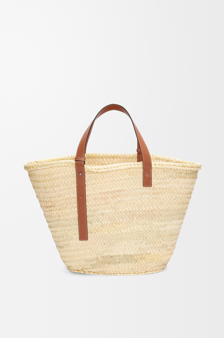LOEWE Large Basket bag in palm leaf and calfskin Natural/Tan
