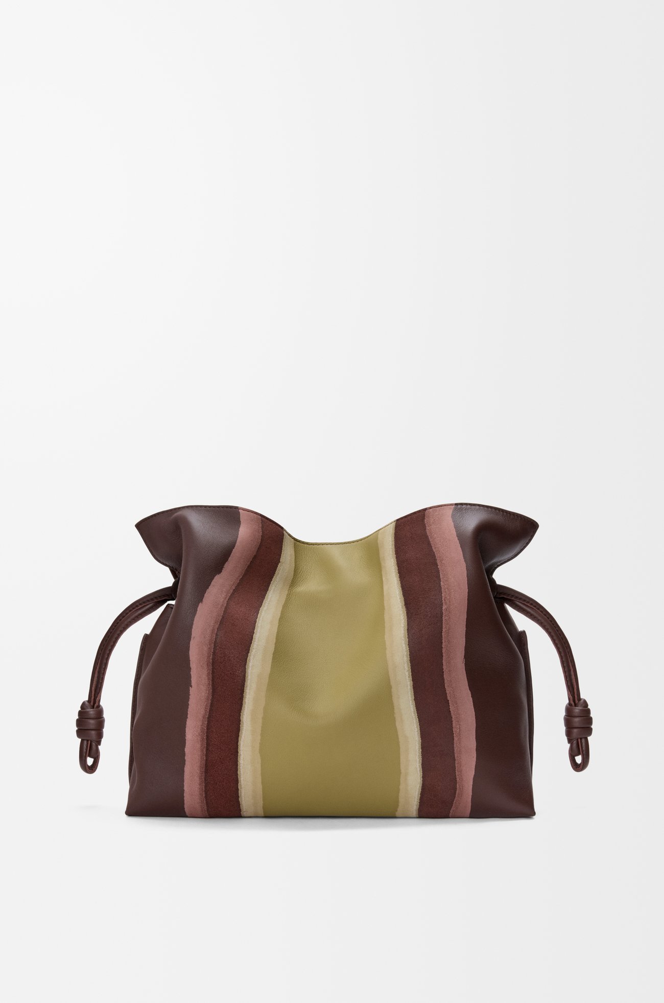 LOEWE Medium Flamenco clutch in nappa calfskin Chocolate/Light Moss