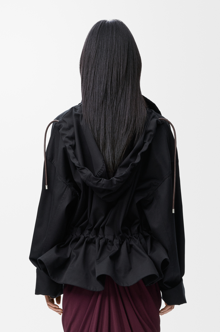 LOEWE Kapuzenjacke aus Baumwolle und Seide Schwarz