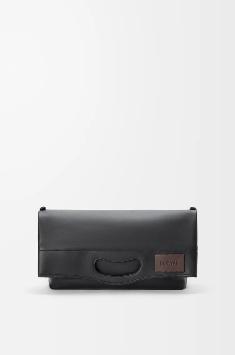 LOEWE 亮面柔软牛皮革 Bob 折叠托特手袋 黑色