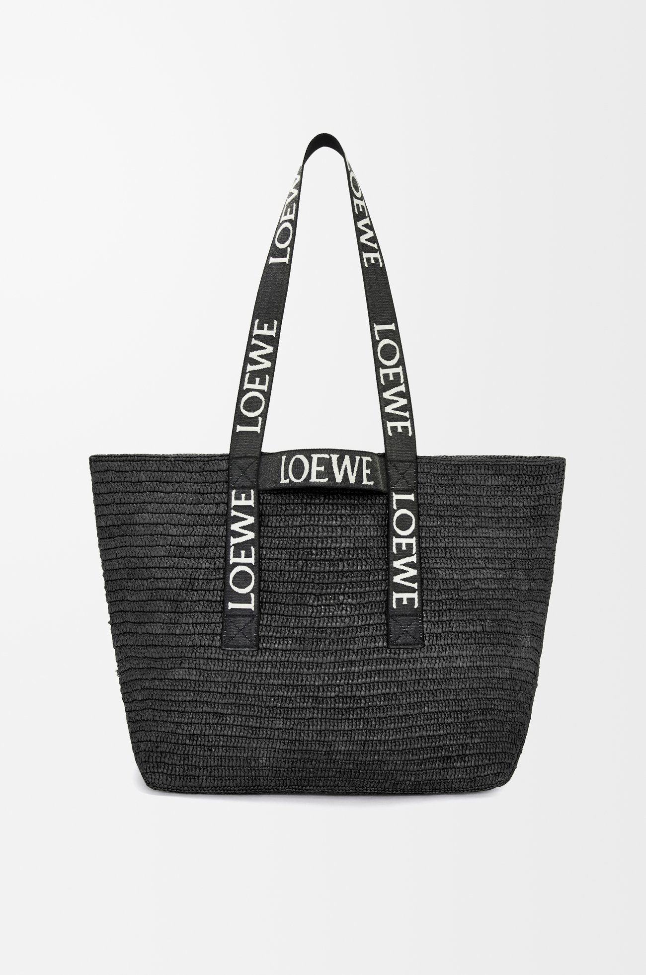 LOEWE Fold Shopper in raffia Black