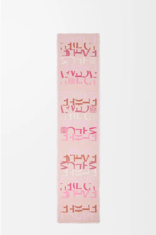 LOEWE Écharpe en laine, soie et cachemire mélangés Pink Multitone