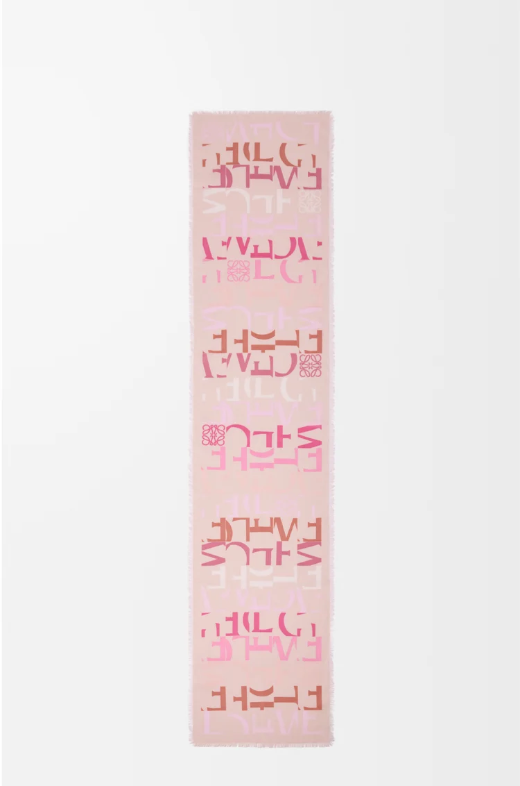 LOEWE Scarf in wool, silk and cashmere blend Pink Multitone