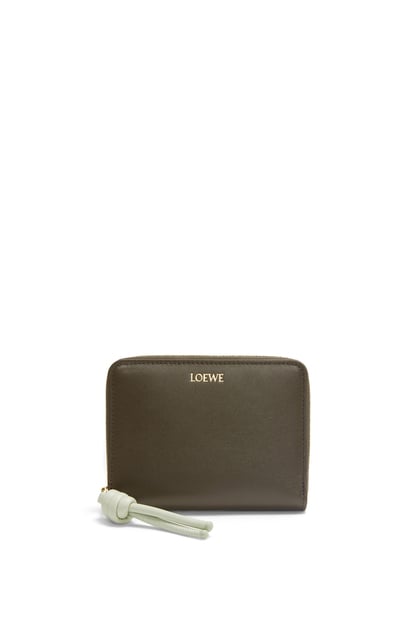 LOEWE Knot compact zip around wallet in shiny nappa calfskin Dark Khaki/Spring Jade plp_rd