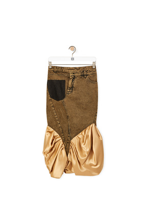 LOEWE Satin panel skirt in cotton and silk Brown plp_rd